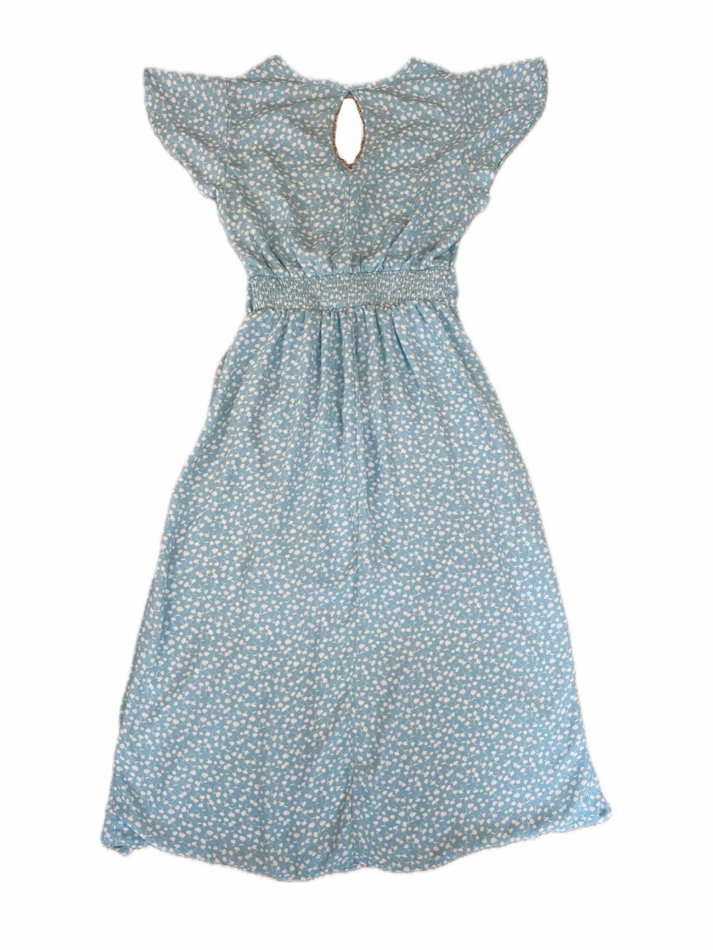 Sienna Sky Blue Floral Wrap Short Flutter Sleeve Maxi Dress Small Cottagecore - Picture 2 of 10